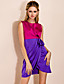  TS Contrast Color Gather Waist Dress