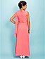  schede / column juweel enkellange chiffon junior bruidsmeisje jurk