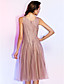  A-line V-neck Knee-length Tulle Cocktail Dress