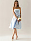  A-line Princess Strapless Knee-length Satin Bridesmaid/ Wedding Party Dress