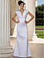  Trumpet/Mermaid V-neck Floor-length Sleeveless Satin Wedding Dress