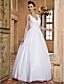  A-line V-neck Floor-length Tulle Wedding Dress