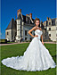  A-line Sweetheart Strapless Chapel Train Organza Wedding Dress