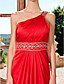  Sheath/Column One Shoulder Floor-length Satin Chiffon Evening Dress
