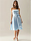 A-line Princess Strapless Knee-length Satin Bridesmaid/ Wedding Party Dress