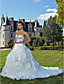  Ball Gown Sweetheart Cathedral Train Organza And Satin Wedding Dress
