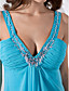 A-line V-neck Sweep/Brush Train Chiffon Evening Dress