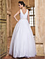  A-line V-neck Floor-length Tulle Wedding Dress