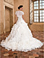  Ball Gown Sweetheart Strapless Chapel Train Organza Crystal Detailing Wedding Dress With A Wrap