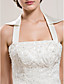  Trumpet/ Mermaid Halter Satin Wedding Dress with Removable Court Train