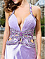  Sheath/Column V-neck Watteau Train Chiffon And Satin Evening Dress