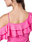  poliéster dancewear com babados um ombro superior latin para senhoras