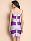  contraste de cor ts v pescoço sexy tieback vestido bandage bodycon