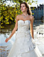  Ball Gown Sweetheart Chapel Train Tulle Satin Wedding Dress