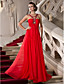  A-Line cinghie piano di lunghezza abito da sera in chiffon