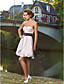  A-line Sweetheart Knee-length Satin Chiffon Cocktail Dress