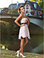  A-line Sweetheart Knee-length Satin Chiffon Cocktail Dress