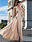  Sheath/Column V-neck Floor-length Chiffon Evening Dress With Beading And Ruching