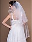  2 Layers Fingertip Wedding Veils With Ribbon/Finished Edge (More Colors)