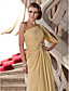  gaine / colonne un balayage / pinceau train robe de soirée en mousseline de soie d'épaule