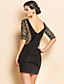  TS V Back Gold Lace Stitching Jersey Bodycon Dress
