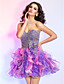  Ball Gown Sweetheart Short/Mini Organza Cocktail Dress With Ruffles And Sequins