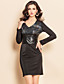  ts trendy stoffen splicing pailletten lange mouw schede jurk