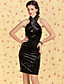  TS VINTAGE Halter Backless Velvet Bodycon Dress