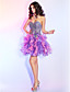  Ball Gown Sweetheart Short/Mini Organza Cocktail Dress With Ruffles And Sequins