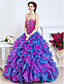  Ball Gown Sweetheart Floor-length Organza Evening Dress With Cascading Ruffles And Crystal Detailing