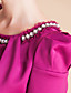  TS Handmade Beads Collar Puff Sleeve Slim Sheath Jersey Dress