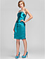 Sheath/Column Strapless Knee-length Satin Cocktail Dress