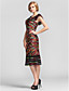  Sheath/Column Scoop Knee-length Stretch Satin Evening Dress