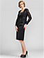  Sheath/Column Square Knee-length Lace|Stretch Satin Evening Dress With Wrap