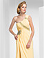  A-line One-Shoulder Sweep/Brush Train Chiffon Evening Dress