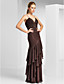  Sheath/Column V-neck Floor-length Chiffon Evening Dress