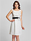  A-line Scoop Knee-length Satin Bridesmaid Dress