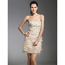 wholesale Sheath/ Column Strapless Short/ Mini  Satin Lace Cocktail Dress (WSH04198)