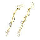 Gold Metal Crystal Spiral Dangle Earrings 0.7cmx9cm (MH083)(Start From 30 Units)