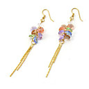 Gold Fashion Earrings With Colorful Crystal Cluster (MH049) (Start From 30 Units)