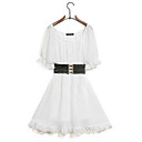 Belted Pleat Babydoll Dress, Chiffon (YFNS058) (Start From 10 Units)Free Shipping
