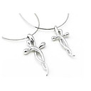 argent collier pendentif croix de danse par couple (qrj101) (à partir de 3 unités) Livraison gratuit