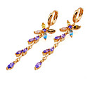 sparkle tone multi-edelsteen bloem lineaire bungelende oorbellen (emy3-0003)