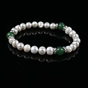 White 7.5-8 mm AA Freshwater Pearl Bracelet with Nature Jade (Start From 3 Units) Free Shipping