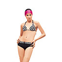 Sexy Black with White Two Piece Halter Bikini Swimwear (YZ8556)