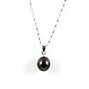 14k oro bianco nero 10,5-11mm perla d'acqua dolce aa ciondolo con collana (xzz047)
