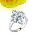 White Gold Brilliant Cubic Zircon Flower Ring (SYB-0003)