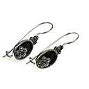 925 crochet d'oreille en argent avec agate ovale drop (fg006)