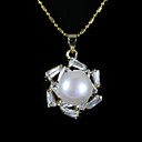 moda banhado a ouro branco pérola fw aa colar pendente lqs033