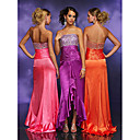 Spalte strapless asymmetrische Taft prom / Abendkleid (hsx314)